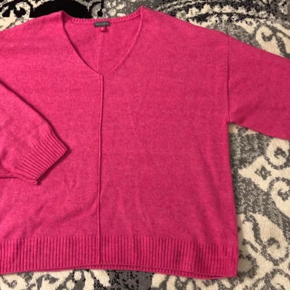 NEW VINCE CAMUTO V-NECK SWEATER PULLOVER DARK PINK GORGEOUS RELAXED PLUS XXL